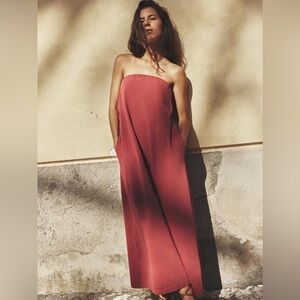 Strapless Wide-Leg Jumpsuit in Dusty Rose